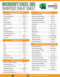 Microsoft Excel 365 Shortcut Cheatsheet