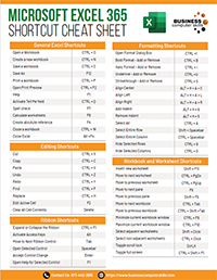 Free Excel 365 Shortcut Cheatsheet