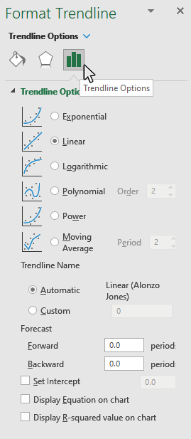 Step 6: Format your Trendline Options