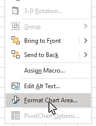 Step 2: Select the Format Chart Area option