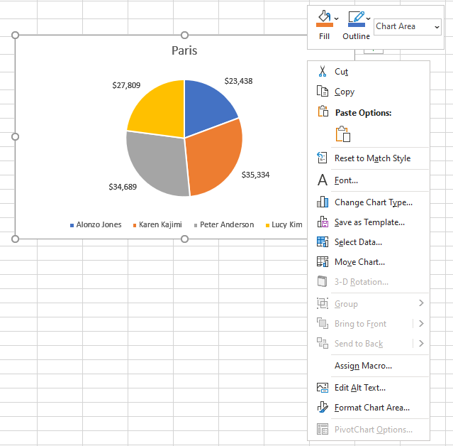 Step 1: Right-Click on a blank area of the chart