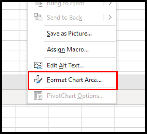 Step 2: Select the Format Chart Area option