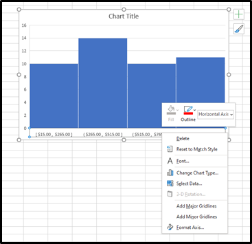 Step 1: Right-Click on the Horizontal Axis of the chart