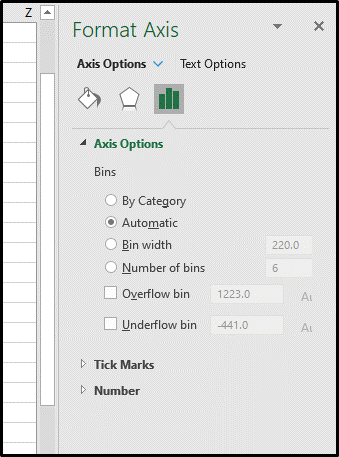 Step 3: Use the Format Axis panel to make changes to the appearance of your chart