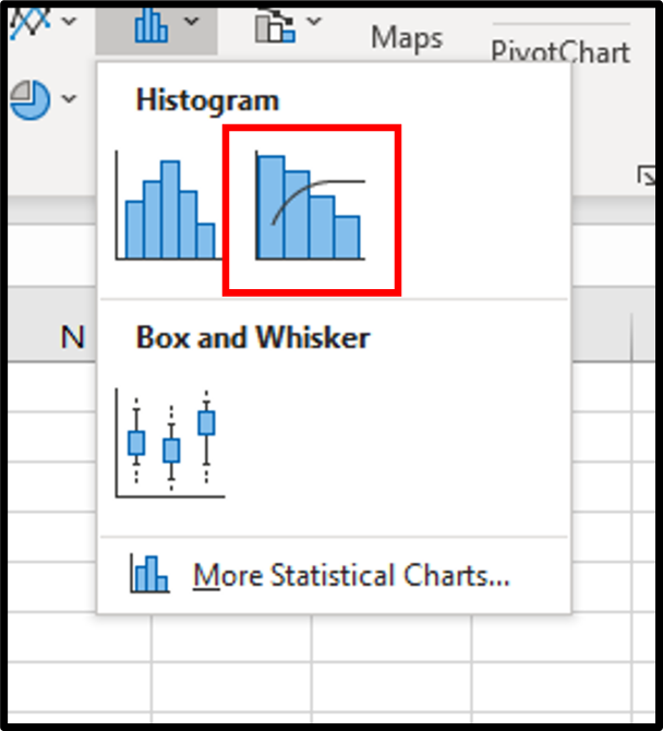 Step 3: Select Pareto chart type