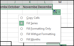 Step 3: While holding the left mouse button, drag through the remaining cells, release when at the end of the range.