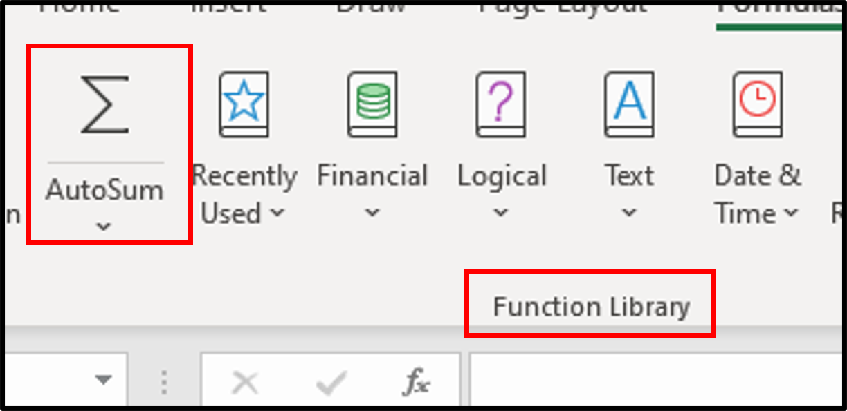 Step 2: AutoSum command on Formulas tab