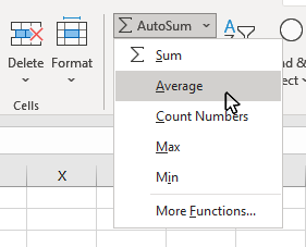 Step 2: AutoAVERAGE command on home tab