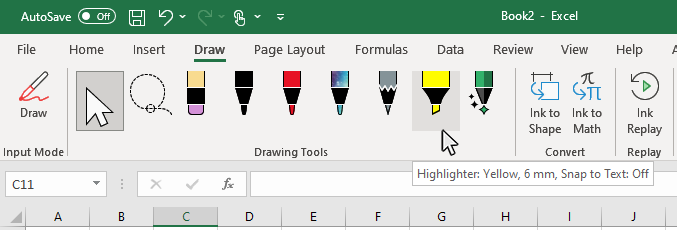 Step 2: Select the Highlighter Brush on the Drawing Tools panel