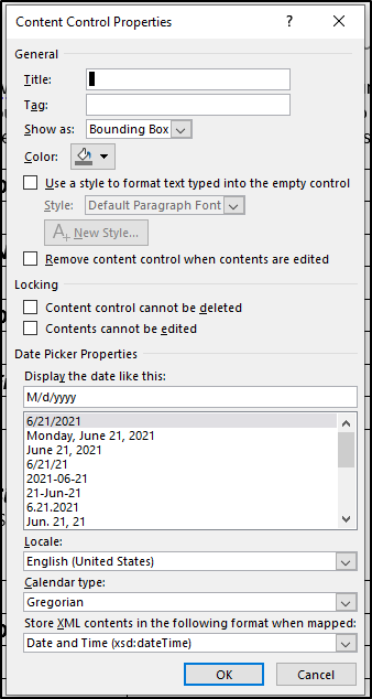 Content Control Properties effect how the control performs. 