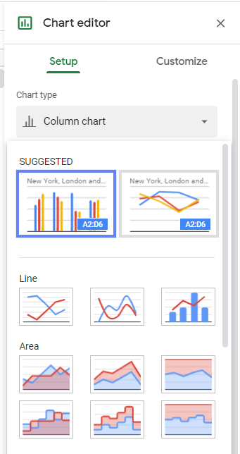 Step 4: Select Your Chart Type from the Chart Editor Panel