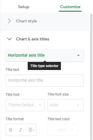 Step 4: Select the Horizontal or Vertical axis from the dropdown menu