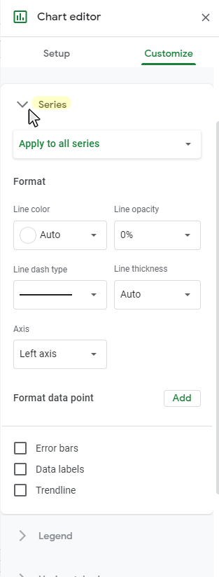 Step 3: Open the Series section on the Customize tab