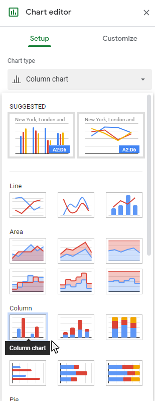 Step 2: Click the Insert Tab, and then Click the Column Symbol in the Charts Group