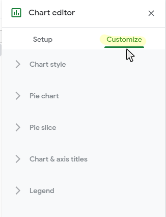 Step 2: Click on the Customization tab on the Chart Editor panel