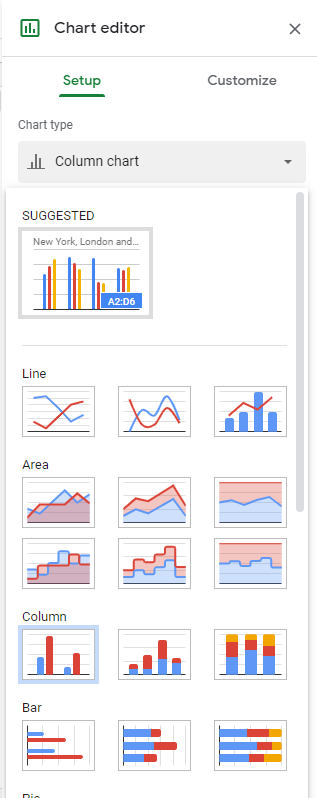 Step 2: Click on the Chart Type dropdown menu